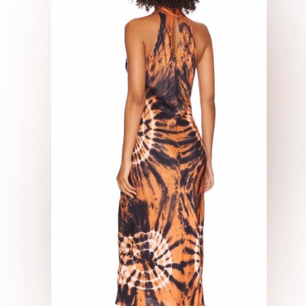 Young Fabulous & Broke Orange and Black Halter Tie-Dye Midi Dress - Picture 2 of 2